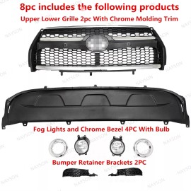NAYSON For RAV4 2009-12 Limited Bumper Upper Grille w/Chrome Trim+ Lower Cover/Fog lamp