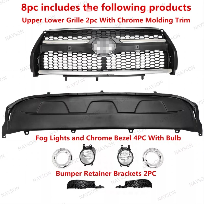 NAYSON For RAV4 2009-12 Limited Bumper Upper Grille w/Chrome Trim+