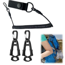 Tactical Lanyard Spiral Keyring with 2 Gloves Clips Glove Holder Grabber Holder for Fishing, Outdoor Sports, Sailing, Camping, Garden Builders - High Load Capacity