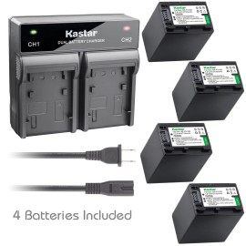 Kastar NP-FV100 Battery or Dual Charger for Sony PXW-Z90V PXW-X70 FDR-AXP55 FDR-AX53 - 1 Charger + 4 Batteries