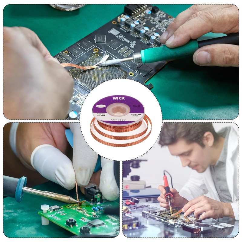 sourcing map Solder Wick Braid No-Clean Desoldering Wick Braid 0.14