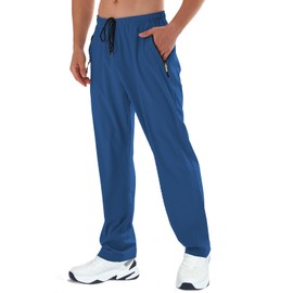 AIRIKE Mens Sweatpants with Pockets Quick Dry Water Resistant Polyester Lightweight Outdoor Athletic Workout Sports Pants Royal Blue