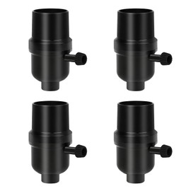 4 Packs 3-Way Lamp Socket Replacement,E26 Base with Turn Knob for Low-Medium-High Light Settings UL Listed Lamp Parts for Table Lamp Repair (Black