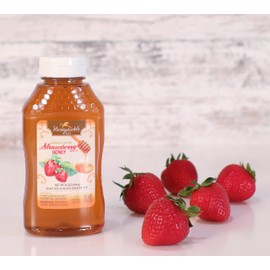 Strawberry Honey - Organically Flavored Raw Honey - Squeeze Bottle (Net Wt 16 oz)