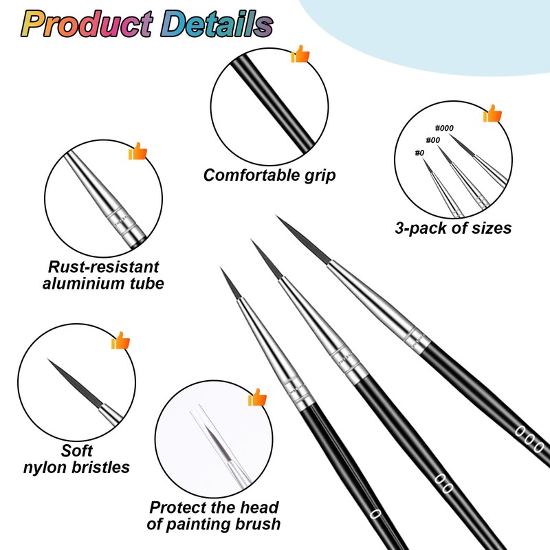 RAHHLIZS 60Pcs Thin Paint Brushes Set Fine Tip Detail Brushes
