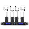 MicrocKing UHF Wireless Microphone System Cordless Lapel/Headset/Lavalier Mic(4 Bodypacks), Fixed