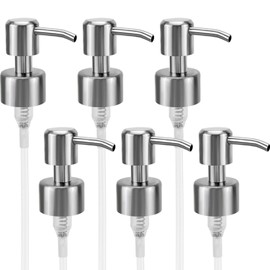 Soap Dispenser Pump Replacement - HEXTEK Stainless Steel Soap and Lotion Dispenser Pump for Kitchen Bathroom Worktop Bottles (6 PCs, Brushed)
