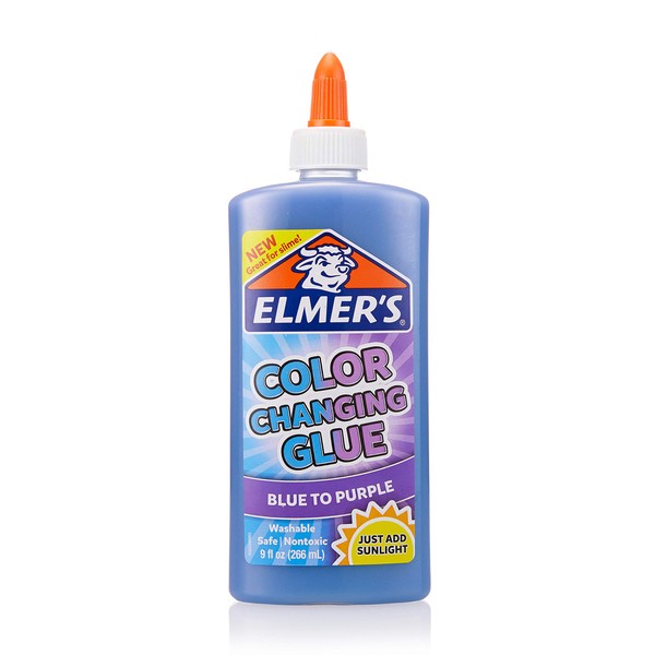 Elmer's Color Changing Liquid Glue, Great for Making Slime, Washable, Blue to Purple, 9 Ounces