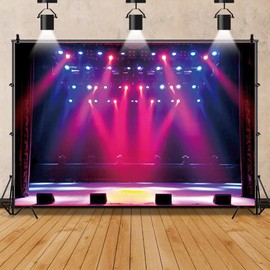Stage Concert Backdrop-Photo Background-Leowefowa Vinyl 8x6ft Lighting Nightclub Musical Hall Club Background Performance Stage Birthday Party Decor Banner Backdrop Photo Studio Props
