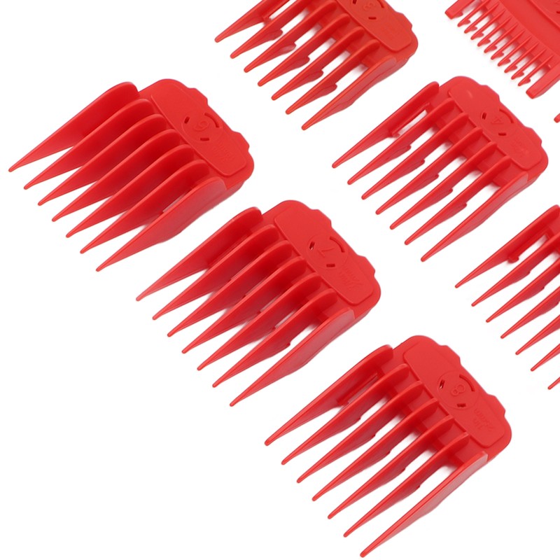 10pcs Professional Hair Clipper Guide Comb Red Hair Trimmer Cutting