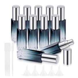 Kesell 11pack 10ml Glass Spray Bottle, Mini Square Perfume Bottle Refillable Perfume Atomizer Fine Mist Liquid Dispenser for essential oil (Silver Cap)