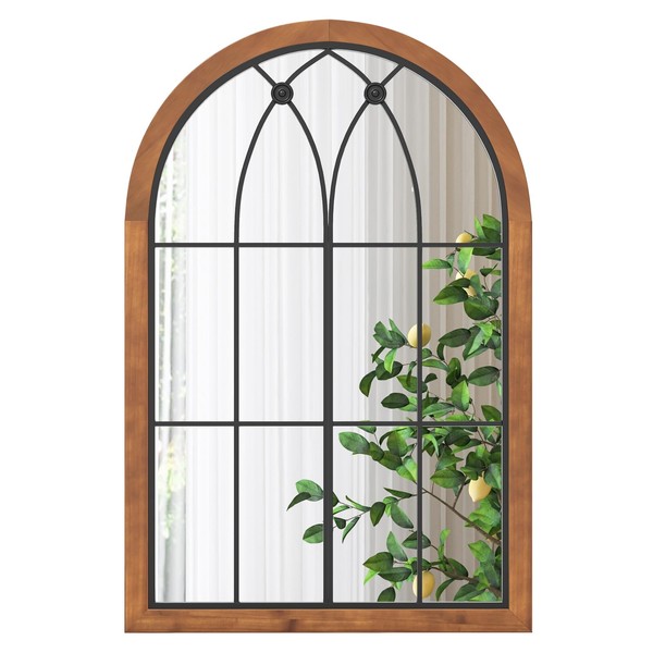 Tangkula Arched Window Mirror, Farmhouse Window Frame Decor Wall Mounted