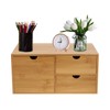 Bamboo Desk Organizer,Countertop Storage Cabinet with 3 Drawers Mini Tabletop
