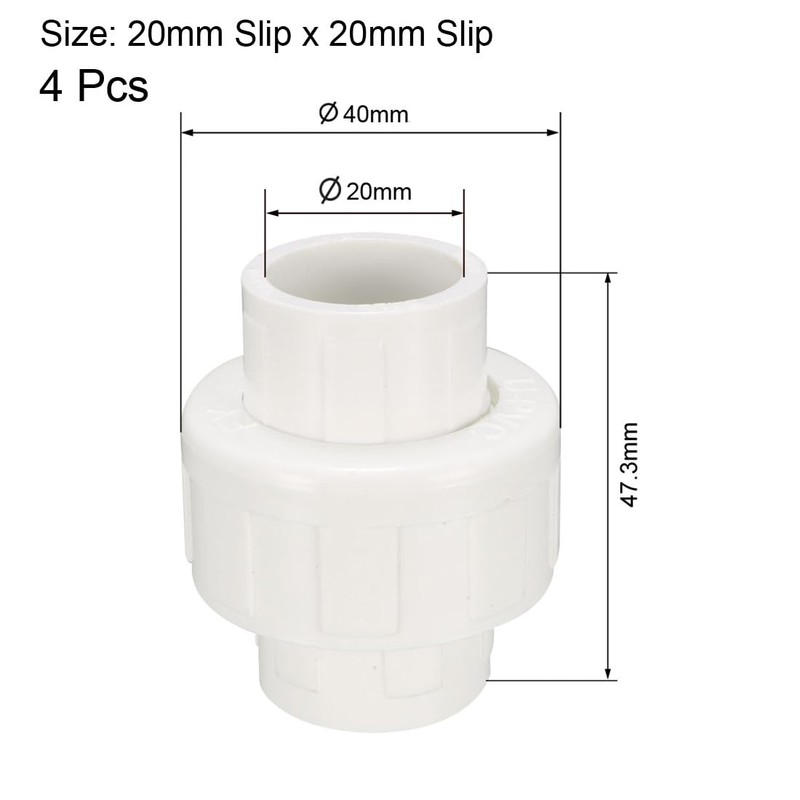 sourcing map 20mm Slip x 20mm Slip Metric PVC Pipe