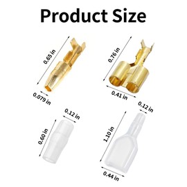 OKKRMGZ 10 Sets Bullet Connectors 2 to 1 Wire Splitter Double Spade Electrical Connector Kit for 4mm Bullet Motorcycle Wiring Heat Shrink Butt Male and Female Terminals with Waterproof Sheath Sleeve