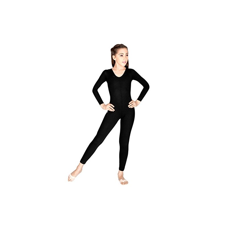 Body Wrappers Girl's Long Sleeve Unitards 4-6 BLACK
