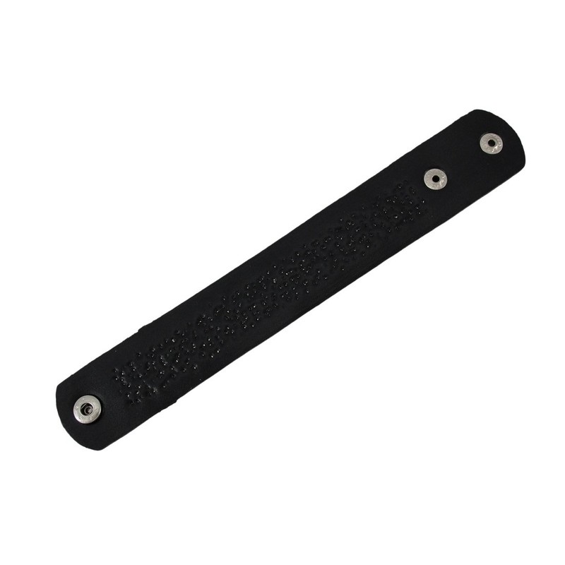Black Vinyl Wristband with Small Chrome Studs