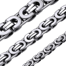 Stainless Steel Chain 24 Inches Flat Byzantine Chain Chain Necklace Men Women