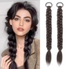 Braided Ponytail Extensions with Hair Ties Brownish Black Soft 16
