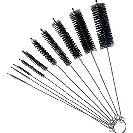 Green Piece® 10-Piece Nylon Pipe Tube Cleaner Set Mini Metal Straw Brushes with Keychain Ring for Bottles, Straws, Glasses, Tubes, Keyboards and More