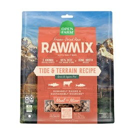 Open Farm, RawMix Freeze Dried Raw Morsels, Dog Food Topper & Mixer, High Protein & Bone Broth Infused with 95% Real Meat, Organs & Bones, Tide & Terrain Recipe with Beef, Salmon & Pollock, 13.5oz Bag