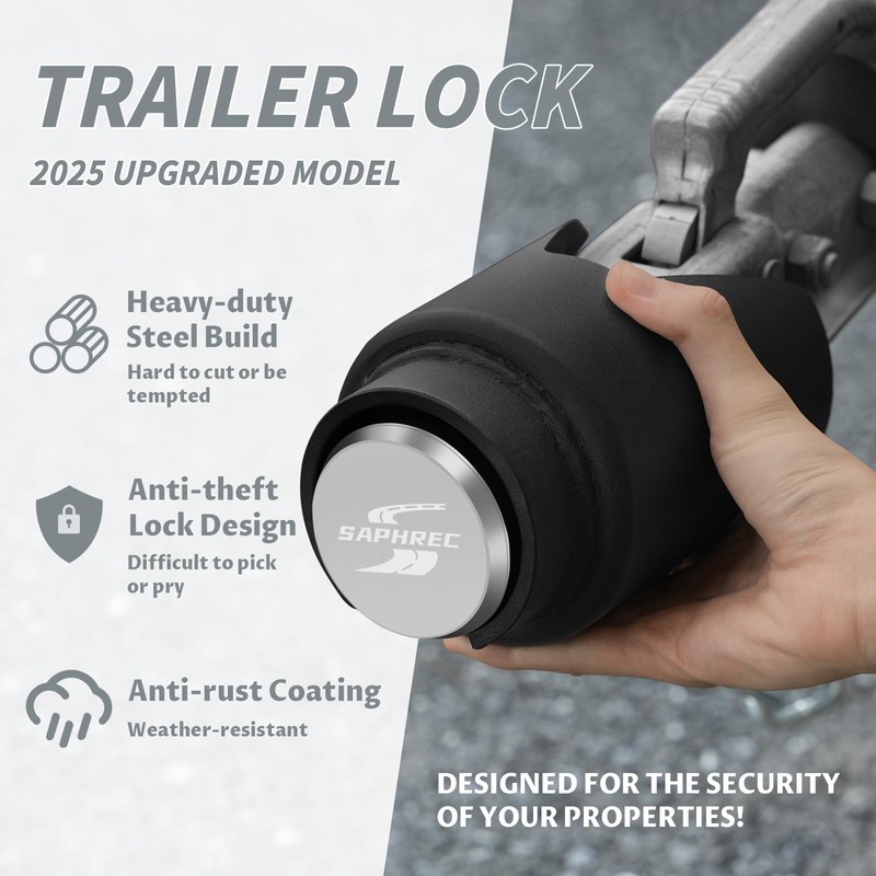 SaphRec Upgraded Trailer Lock, Fits 2 Inch Coupler Heavy Duty