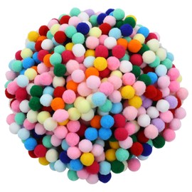 Lawie 500 PCS 2cm 0.8 Inch Christmas Rainbow Colors Large Pom Poms Arts and Crafts Party Craft Pom Pom Balls Ornaments Pompoms for Crafts DIY Puff Balls Pompom Maker Bulk Decorative Accessories