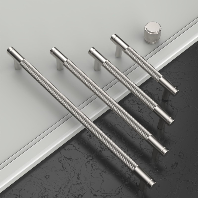 Amerdeco 10 Pack Brushed Satin Nickel Knurled Cabinet Pulls 160mm