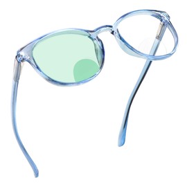 YEIN Bifocal Reading Glasses with Blue Light Blocking Lenses, Bifocal Reader for Women and Men, Oval frame with Spring Hinge (+0.00/+1.00 magnification)