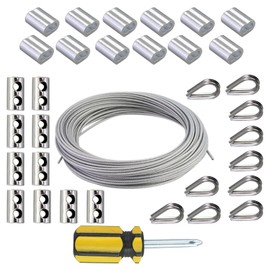 Wire Rope 2 mm, 20 m Wire Rope Coated, 304 Stainless Steel Rope with Aluminium Sleeves, Stainless Steel Rope Can Be Used for Hanging Pictures, Clothes Cord, Light Guide, Fishing