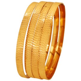 Touchstone "Golden Bangle Collection" Indian Bollywood Beautifully Stylized Pretty Look Wrist Beautifier Designer Jewelry Bracelets Bangle Set Of 4 In Gold Tone For Women