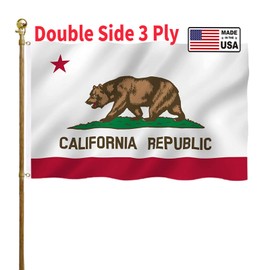 California Republic State Flag Double Sided 2x3 Outdoor Heavy Duty 3 Ply Cali Bear Flags with Durable Canvas Header and 2 Brass Grommets Vivid Colors CA Flags