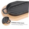 Gatuida 1 Set Cast Iron Griddle Plate Teppanyaki Steak Dish