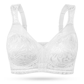 WingsLove Women's Full Coverage Non Padded Wire-Free Minimizer Bra Comfort Plus Size Everyday Bras, White, 46D