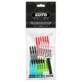 KOTO Darts chäfte Collection Short + Remover, Nylon Shafts Red, Black, Blue, White, Green, Suitable for L-Style Champagne EZ L1 KOTO V1 Flights, Includes 30 Shafts and Practical Shaft Remover
