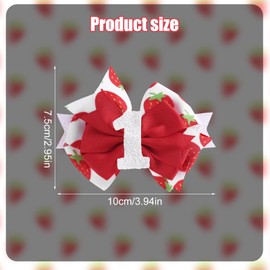 Strawberry Bow Hair Clip for Girls 1st Birthday, Pink & Red Strawberry Bow Hairpin Cute Baby Hair Accessories for Girls Toddlers Baby Gift Birthday Party Decoration