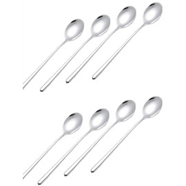 Ximkee 8 Pieces, Korean Stainless Steel Rice Spoon/Soup Spoon/Coffee Spoon - Long-Handled Great Circle (Spoons)