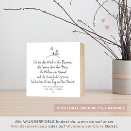 Wunderpixel® Holzbild Ich bin der Wind - personalisiert - Andenken an Verstorbene - 15x15x2cm zum Hinstellen/Aufhängen, Foto mit Spruch auf Holz - Wand-Bild Aufsteller - Erinnerung Trost-spender