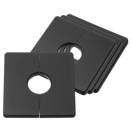 sourcing map 4Pcs ABS Plastics Square Shaped Escutcheon Plate, Wall Split Flange, 28mm Diameter Wall-Mounted Pipe Mouth Decorative Cover, Black