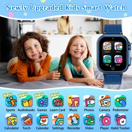 clleylise Kids Smart Watch Boys Girls, Smart Watch for Kids, Smartwatch with HD Touchscreen 32 Games Camera Music Player Alarm, Kids Watch for Boys Girls Toys Birthday Gifts for 4-13 Years (Blue)