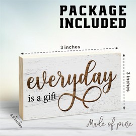 Rustic Wooden Block Sign - Everyday Is A Gift - 5"X3" Postive Pine Wood Plaque, Home & Garden Decor, Housewarming Gift For Friends, Desk & Tabletop, Shelf Accessories - A14