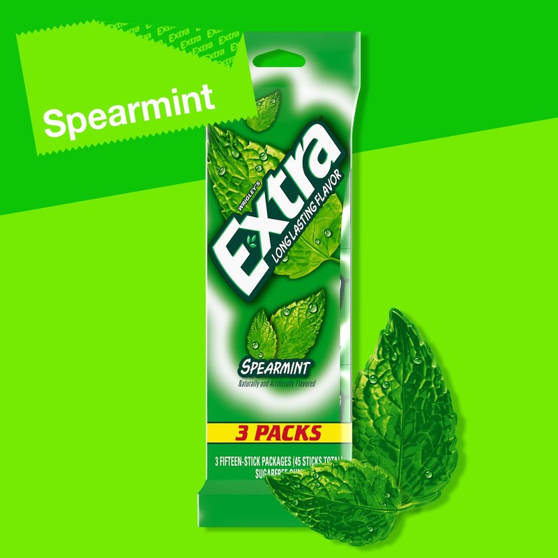 EXTRA Spearmint Sugar Free Gum Back To School Chewing Gum,