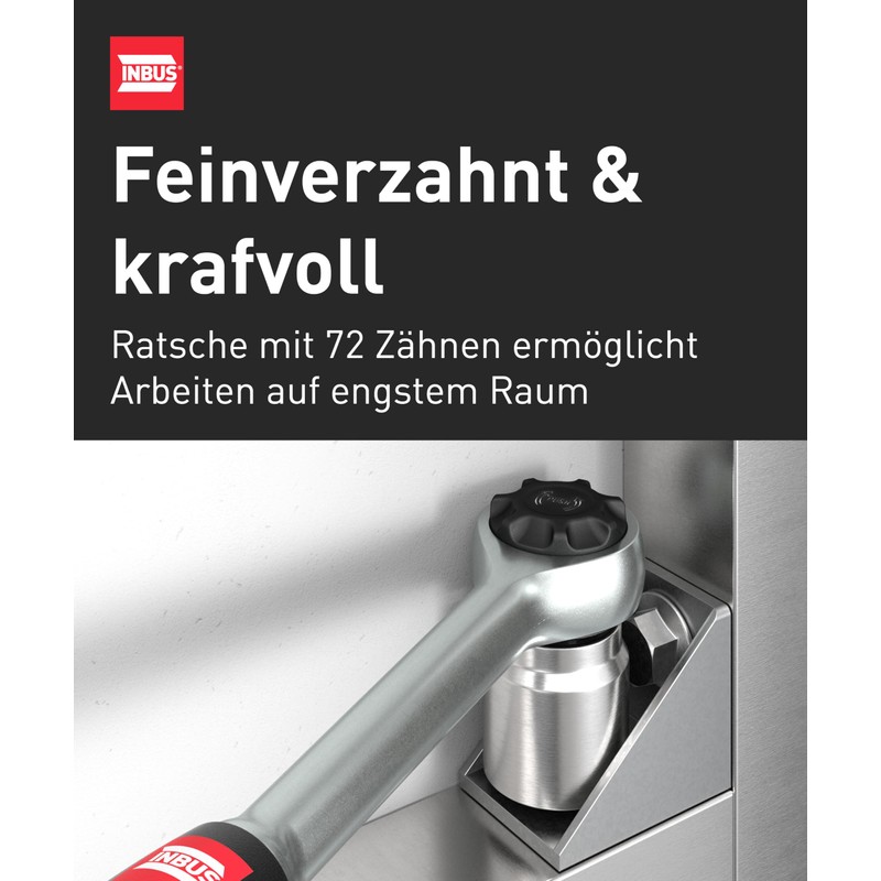 INBUS® 74087 Ratchet 1/2 Inch with Fine Teeth (72 Teeth)