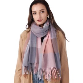 Missshorthair Plaid Scarfs for Women Winter Tartan big scarf,Blanket oversized scarves for women,Warm Shawl Wraps Winter Gif