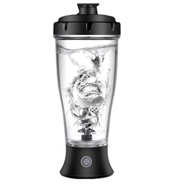 Botella Coctelera Eléctrica,Botella de Licuadora de Gym para Batidos de Proteínas Suaves, 350ML Botella para Proteina,para de Suplemento Fitness y Deportes（Negro）(Batería no incluida)