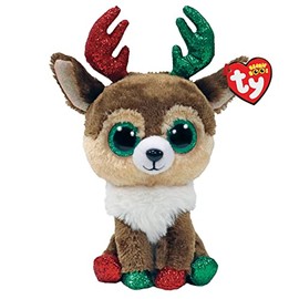 Ty UK Kinley Reindeer Beanie Boo Regular Christmas 2022 Beanie Baby Soft Plush Toy Collectible Cuddly Stuffed Teddy, 36499, Multicolor