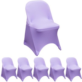 YOUR CHAIR COVERS - Spandex Folding Chair Covers for Party Wedding Dining, Fitted Universal Chair Protector (Lavender, 6pcs)