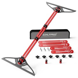 Stair Tread Template Tool - Dual Solid Nut Locking Stair Tread Tool Jig, Stair Measuring Tool Jig, Stair Step Scribe Tool, Stair Template, Stair Gauge Tool (Red-Gray)