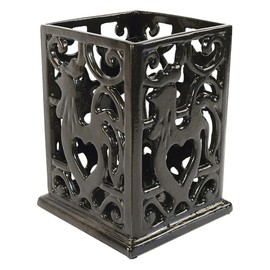 Minluful Vintage Utensil Holder for Countertop, Robust Cast Iron Utensil Holder for Kitchen Counter Cooking Tools Crock Spoon and Spatula Holder Organizer, Coffee Gold