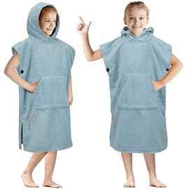 SUN CUBE Albornoz para niños, poncho de surf, toalla de playa para niños, de microfibra, con capucha, toalla de natación ponible para niños y niñas de
